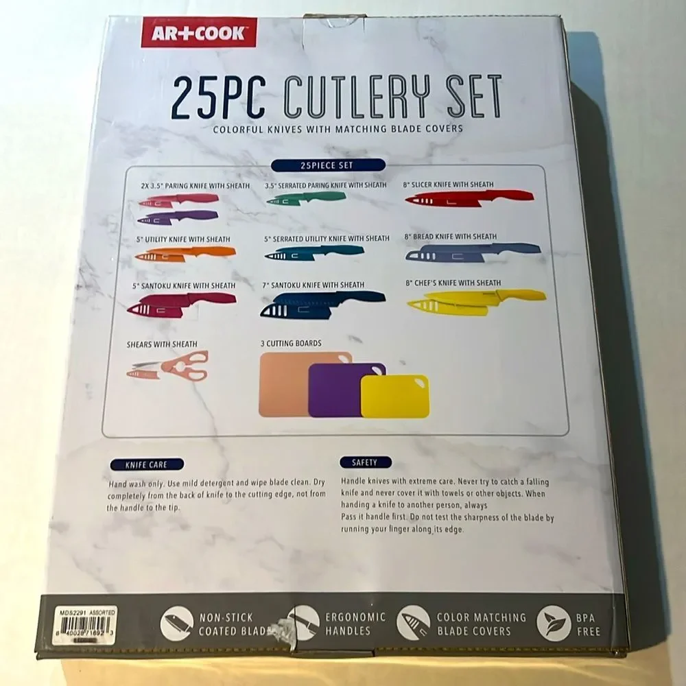 25PC Kitchen Cutlery Set NEW - AR+COOK